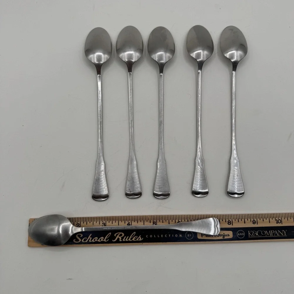 Oneida Community Stainless Patrick Henry Iced Tea Spoons Set of 6 Long Handle